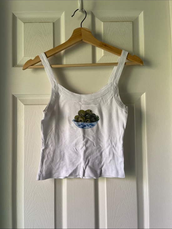Lisa Says Gah Tops - Lisa Says Gah Harley Tank Olive Bowl White Size M